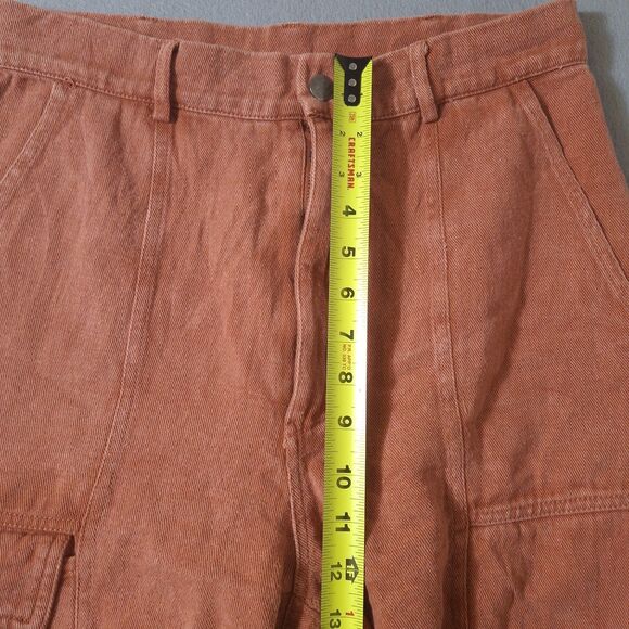 Entro Women's Cargo Pants 29x27 Terracotta Utility Crop Wide Leg Boho High Rise - Picture 3 of 11